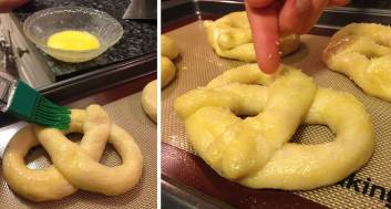 PalateGal - egging and salting the pretzels